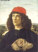 BOTTICELLI, Sandro Portrait of an Unknown Personage with the Medal of Cosimo il Vecchio  fdgd china oil painting artist